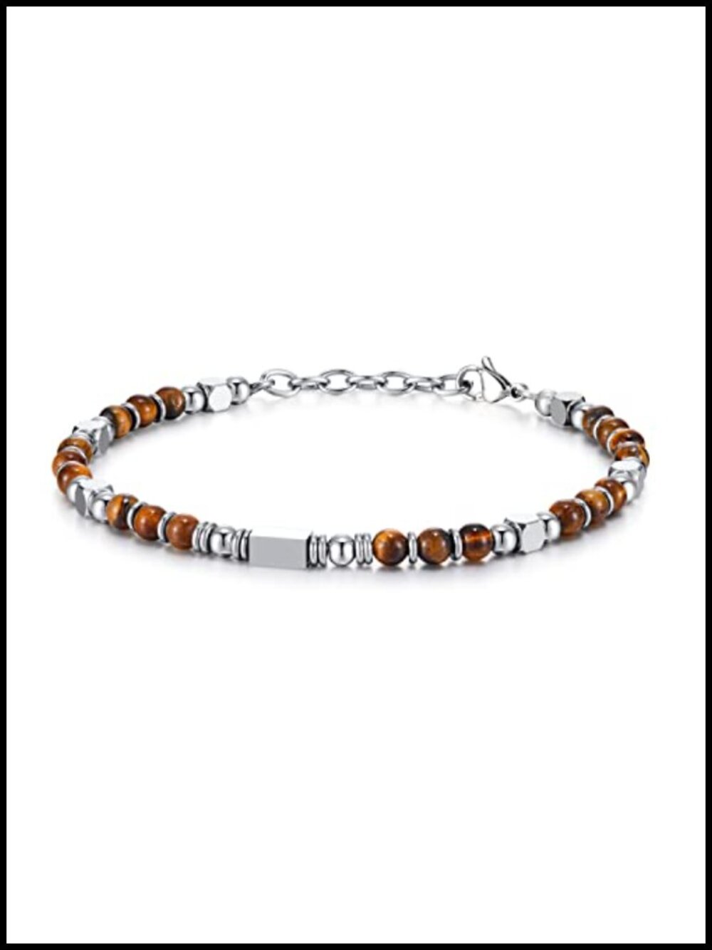 Beaded Bracelets for Women Boho Natural Stone & Stainless Steel Stackable